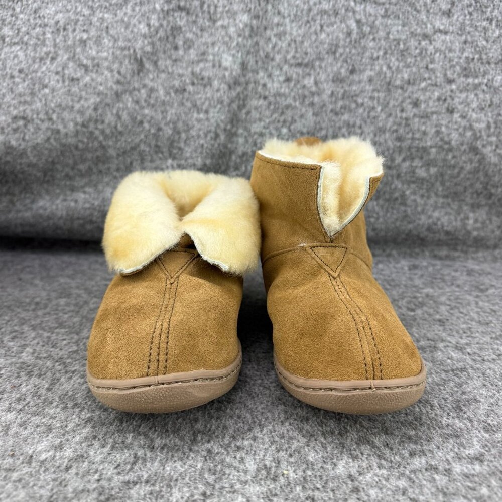 ✅Women's 7 Minnetonka Sheepskin Ankle Boot Golden Tan Slippers 3351 Moccasins - Picture 4 of 14